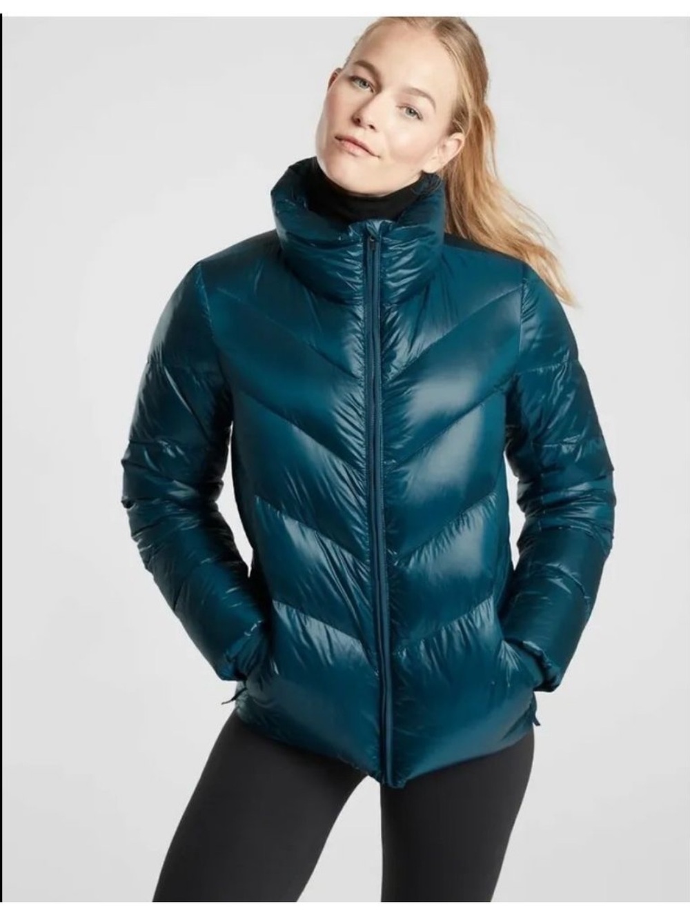 Athleta Lofty Goose Down Jacket in Dark Vista Teal XS